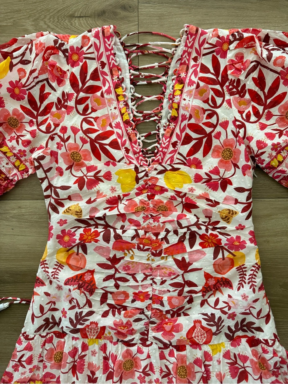 FARM RIO ROMANTIC ORCHARD OFF WHITE MIDI DRESS M - Picture 9 of 15